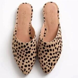 NWOT Madewell Women's Calf Hair Leopard Print Mules Size 6.5